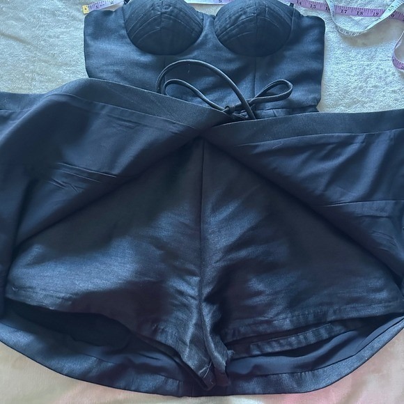 ANIS Collection Black Corset Romper with Tie Waist Bustier Style - Size Medium - Picture 6 of 9